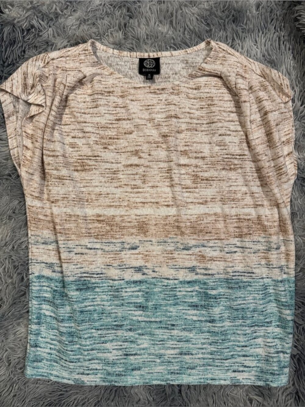 bobeau Cream to Teal Gradient Short Sleeve Tee